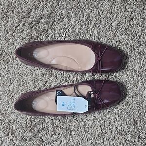 Time and Tru Memory Foam Heel Ballet Burgundy Size 10 Shoes Heels Slip Ons
